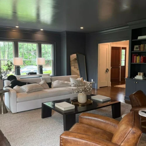 Spotless open-concept family room after complete residential maid service