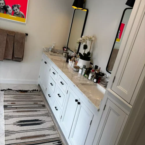 Dust-free white hallway sideboard and clean hardwood floors